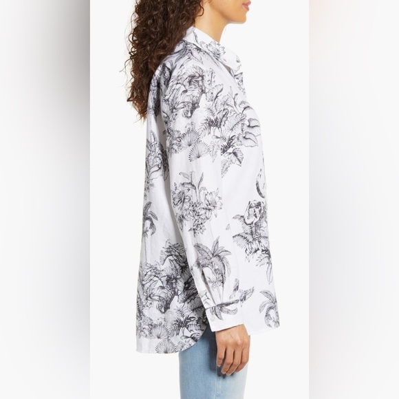 TOMMY BAHAMA Black and White Toile 100% Linen Button Down Shirt size XL - Picture 3 of 14